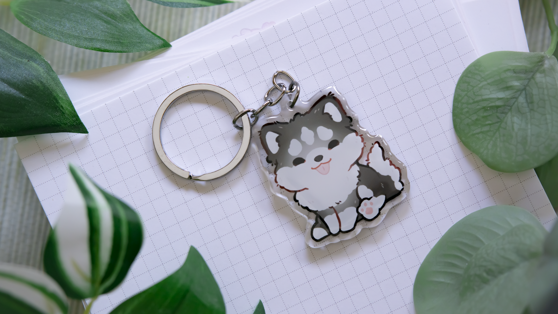 miamouz-husky-schl-sselanh-nger-acryl-schwarz-wei-5cm image 2