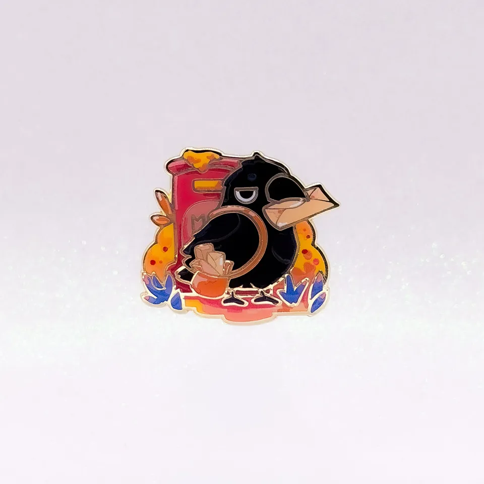 miamouz-annoyed-raven-emaille-pin-kr-he-36x41mm image 1