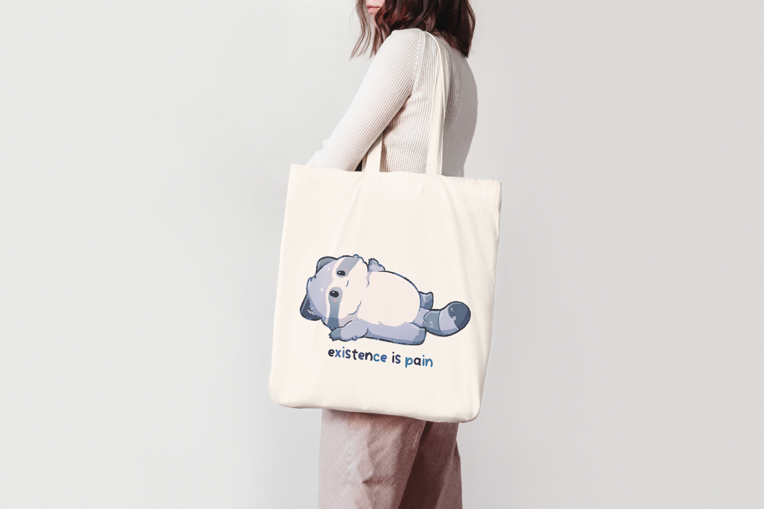 miamouz-tote-bags-existence-is-pain-waschb-r-baumwolle image 2
