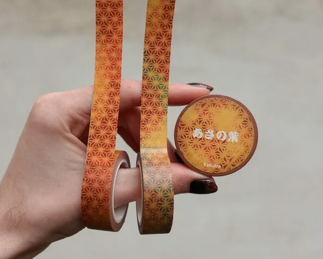 kabujiro-washi-tapes-asanoha-klebeband-rot-orange-15mm image 1