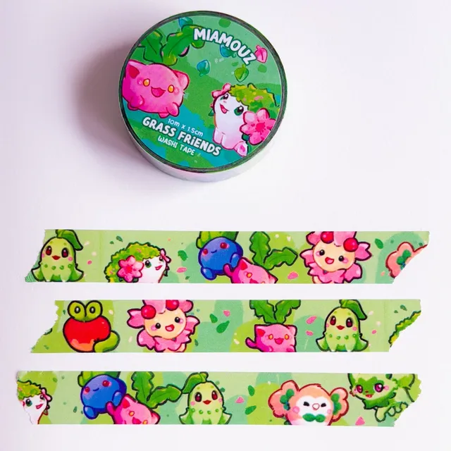 miamouz-grass-friends-washi-tape-10-m-x-15-mm image 1