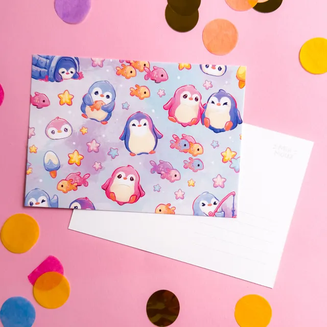 miamouz-penguins-a6-postkarte-pinguin-print-10-5x14-8cm image 1