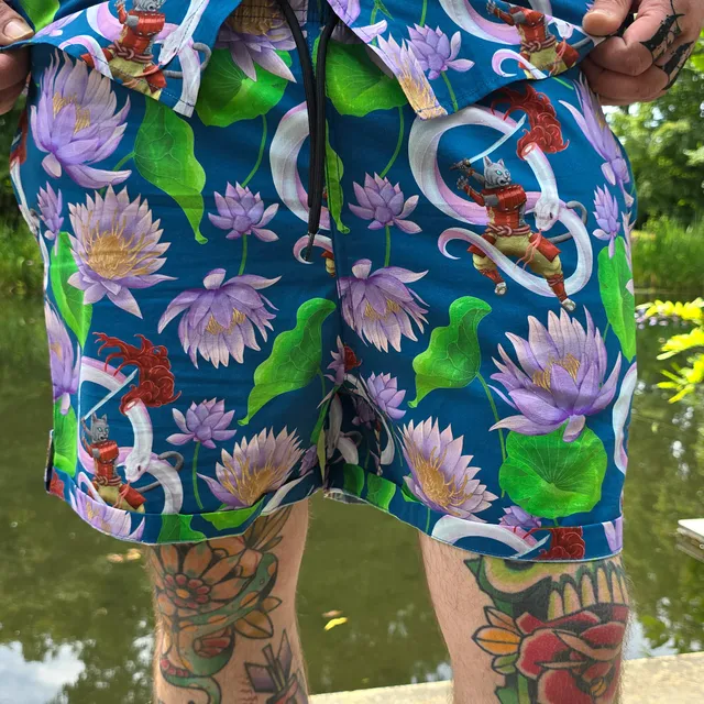 katzenjammerpins-lotus-samurai-shorts-m-baumwolle-sommer image 1