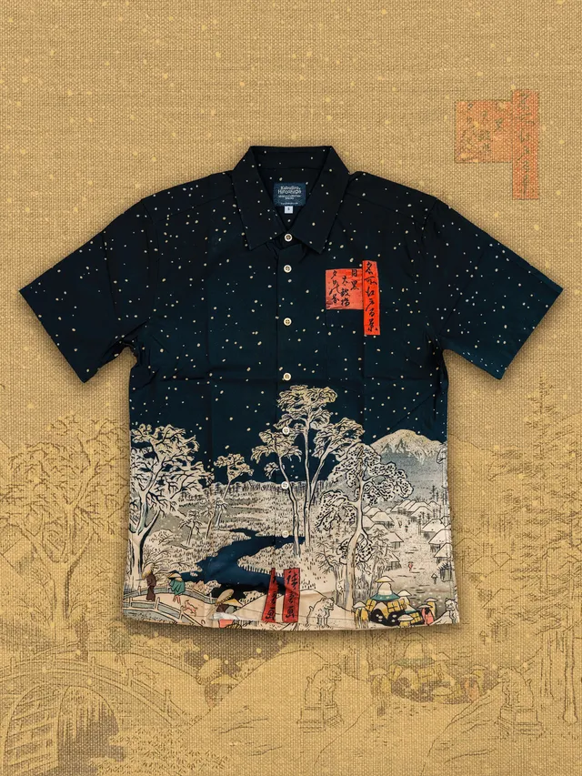 kabujiro-winter-ukiyo-e-button-up-shirt-hemd-gr-e-m-unisex image 1