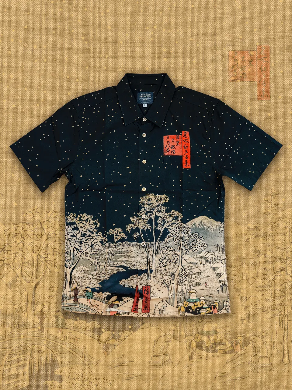 kabujiro-winter-ukiyo-e-button-up-shirt-hemd-gr-e-m-unisex image 1