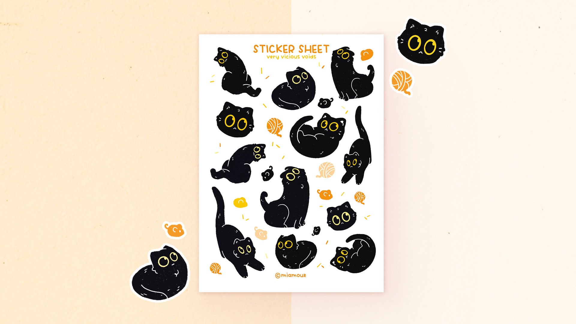 miamouz-very-vicious-voids-stickerbogen-a6-katze-matt image 2