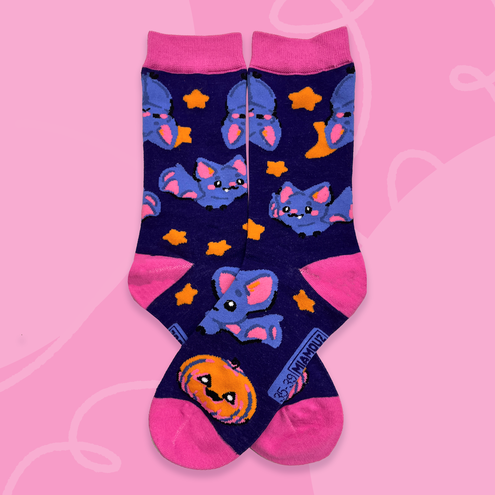 miamouz-cheeky-bats-socken-eu-35-39-halloween-baumwolle image 1