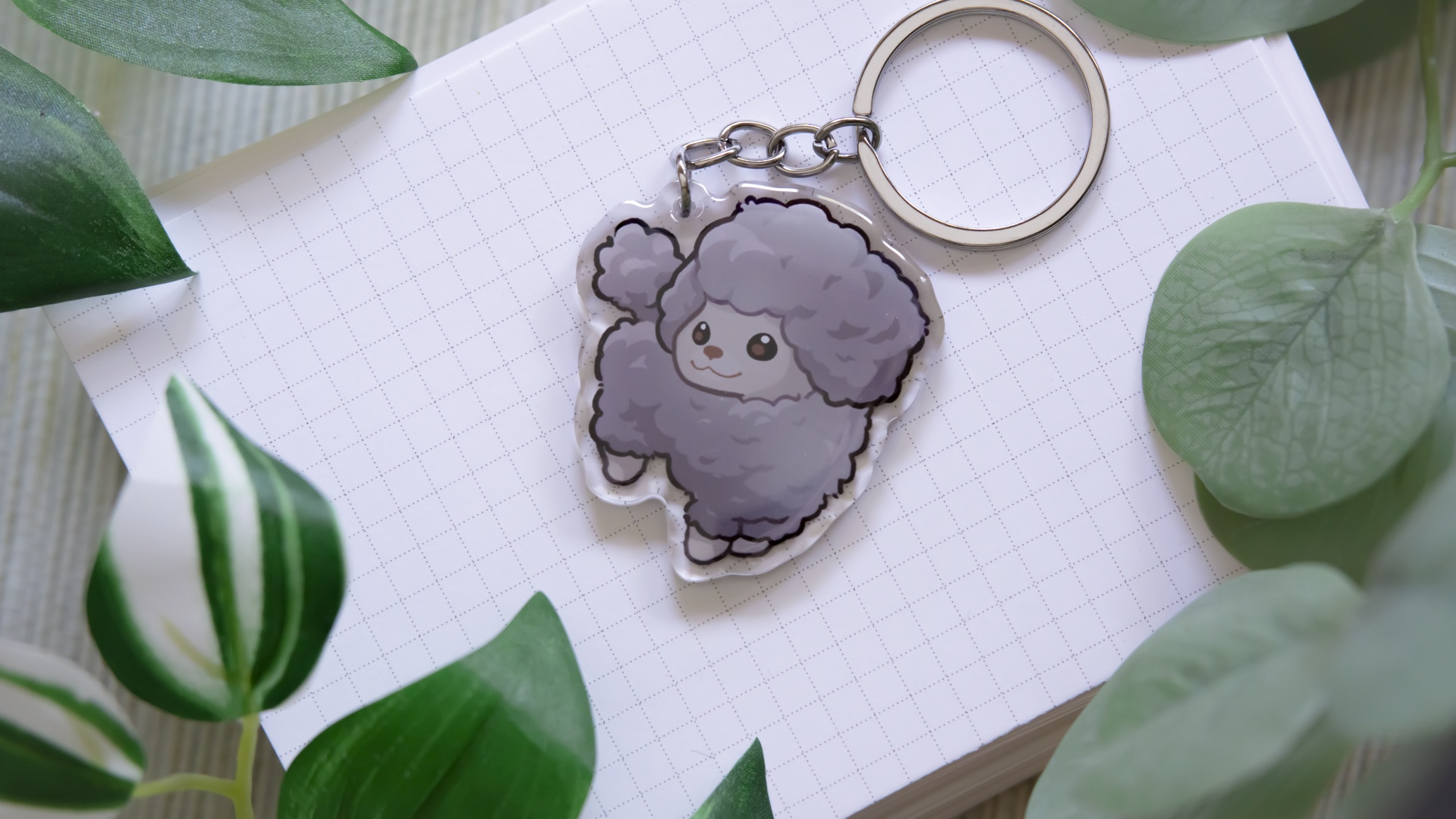 miamouz-poodle-schl-sselanh-nger-wei-acryl-5-cm image 3