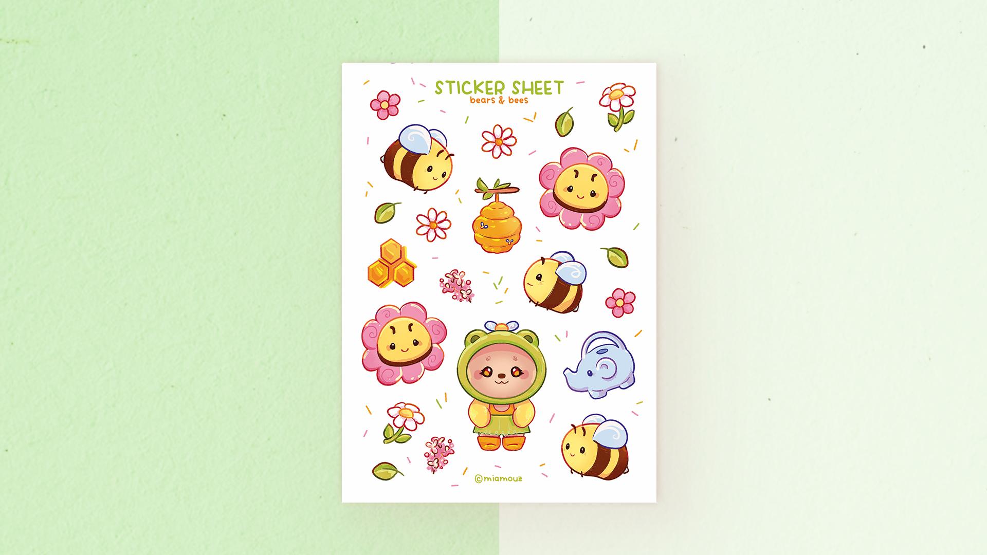 miamouz-bears-and-bees-sticker-sheet-a6-matt-honig-b-ren image 2