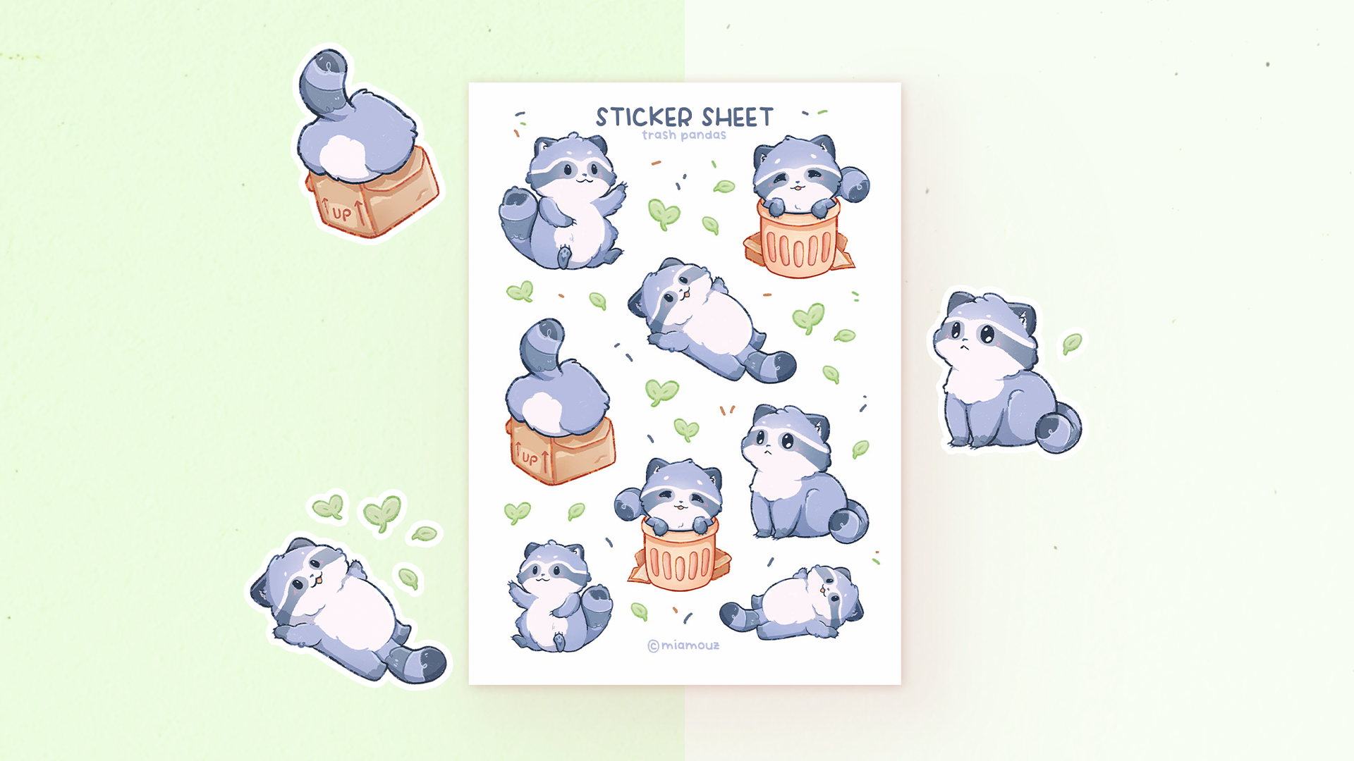 miamouz-trash-pandas-stickerbogen-a6-waschb-r-22-sticker image 2