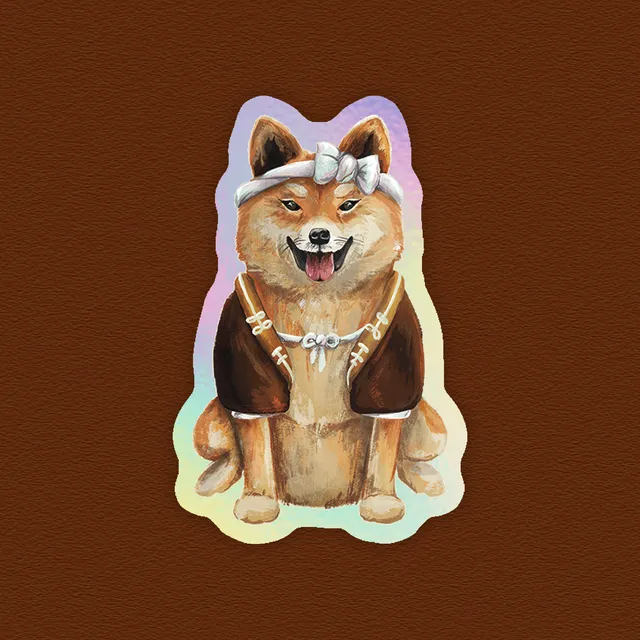 kabujiro-shiba-inu-holographic-sticker-33x51-mm image 1