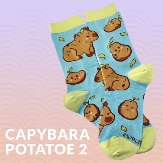 katzenjammerpins-capybara-potatoe-2-socken-capybara-potatoe-baumwolle image 1