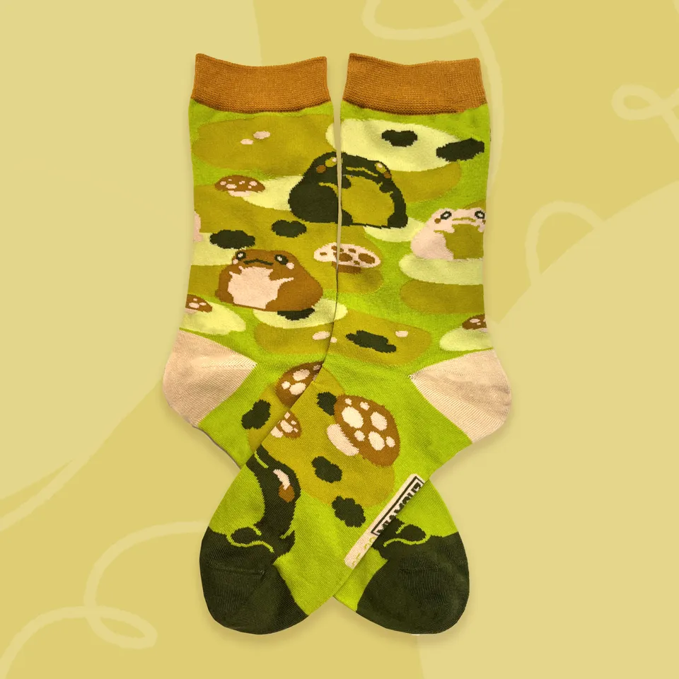 miamouz-moss-frog-socken-frosch-baumwolle-1-paar-gr-n image 1