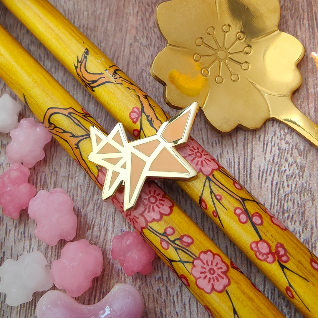 katzenjammerpins-origami-fox-mini-email-pin-standard-gold-fuchs image 1