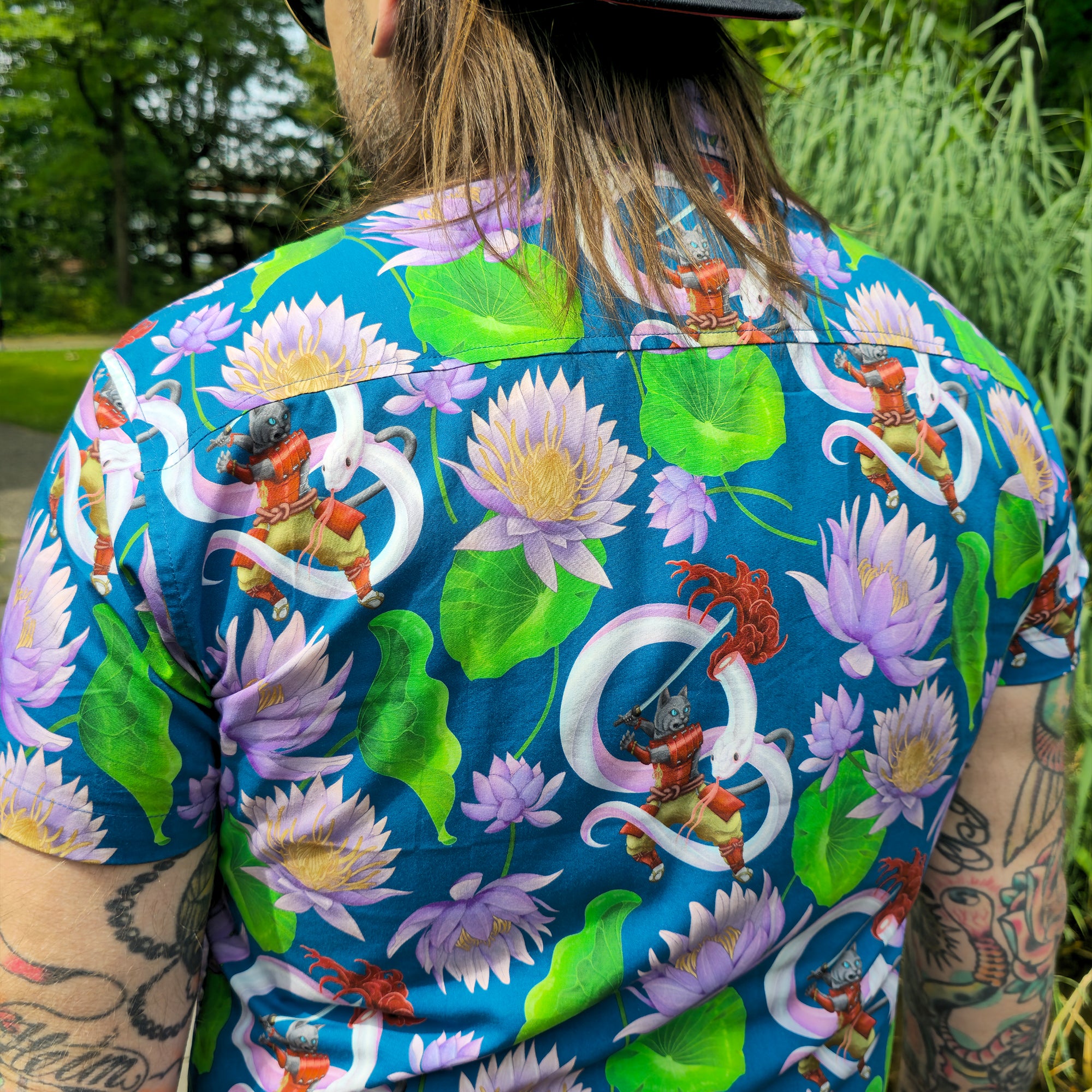katzenjammerpins-lotus-samurai-hemd-button-up-m-unisex image 5