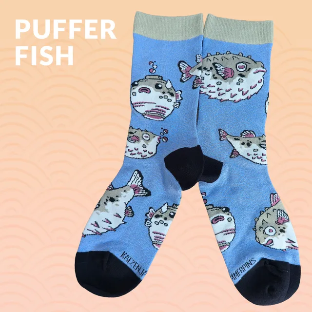 katzenjammerpins-socks-puffer-fish-art-socken-38-47-baumwolle image 1