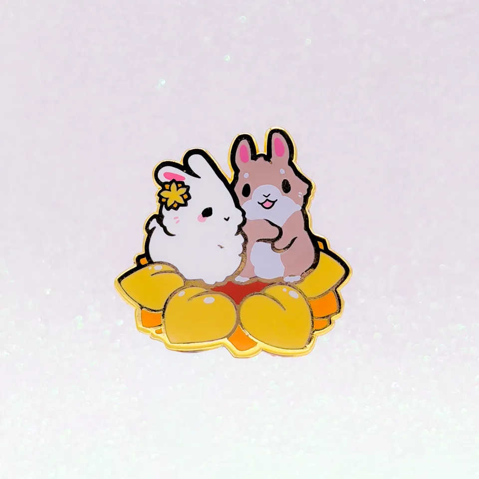 miamouz-sunflower-bunnies-emaille-pin-38mm-normal-qualit-t image 1