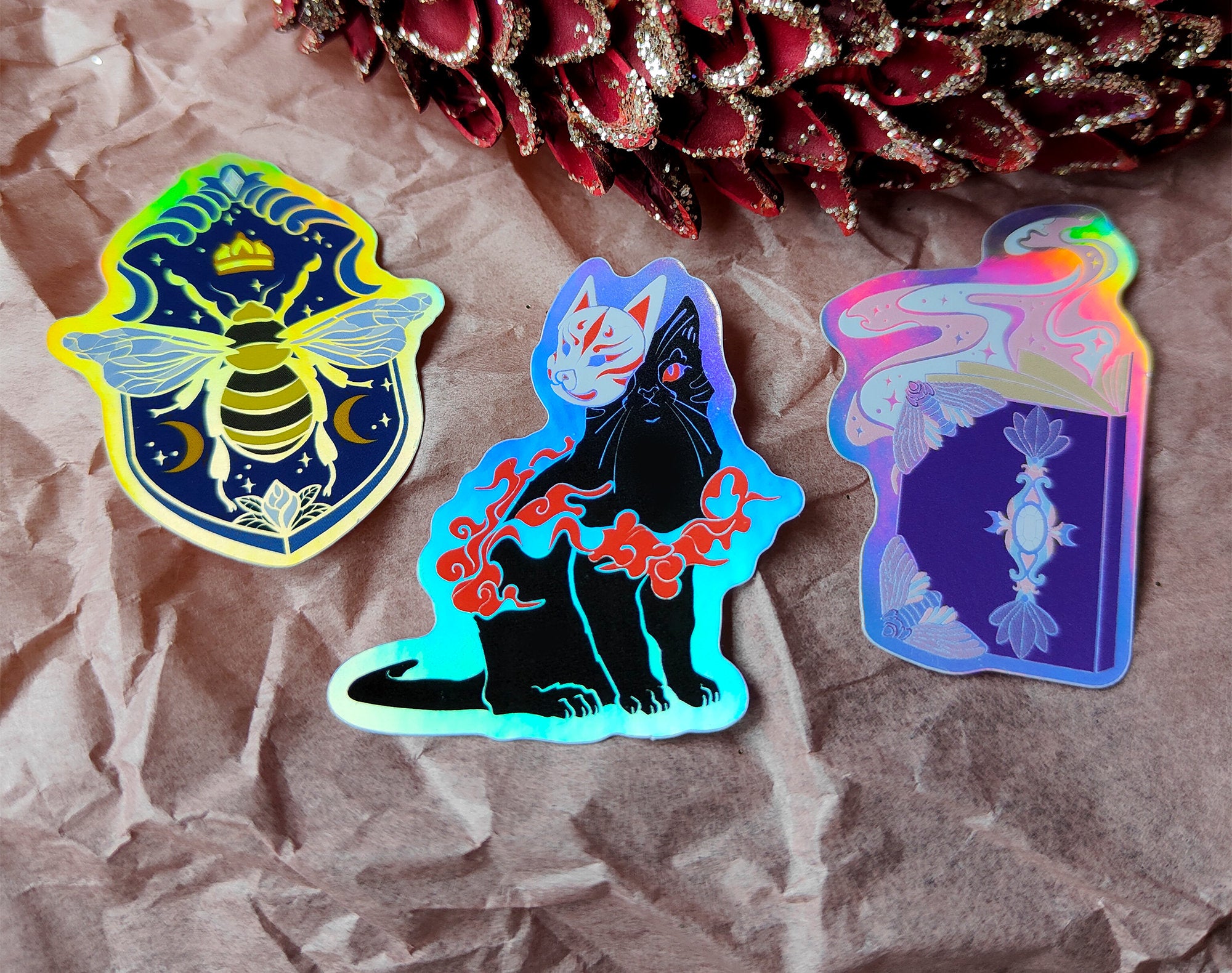 katzenjammerpins-holo-sticker-small-set-3-teilig-catsune image 1