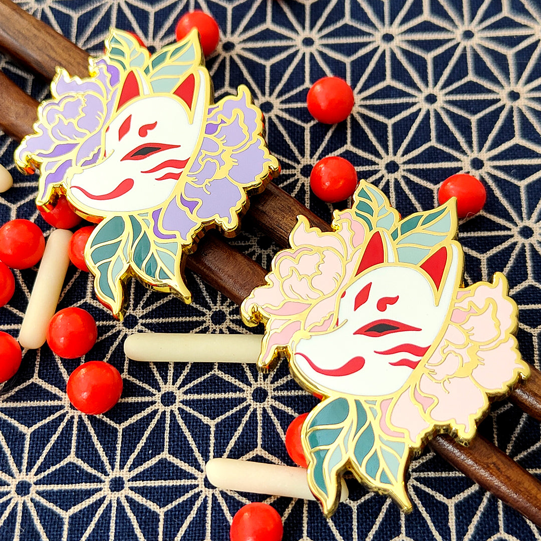 katzenjammerpins-kitsune-blossom-pink-emaille-pin-rosa-gold image 1