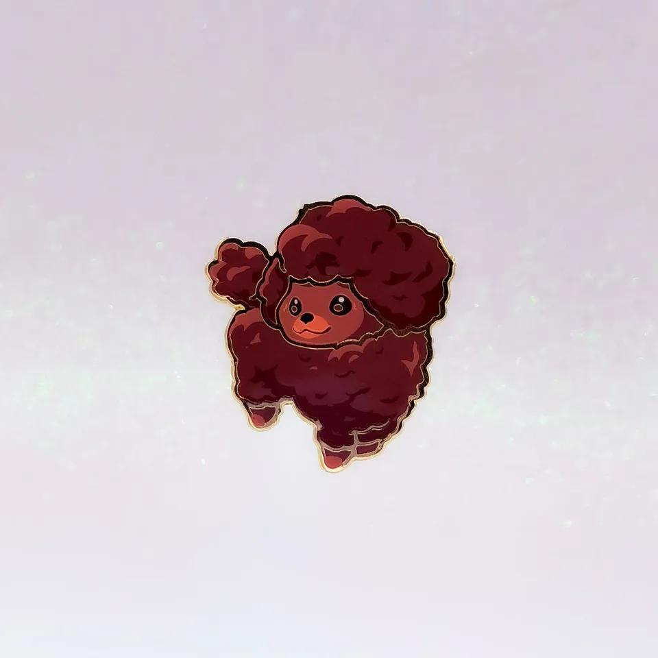 miamouz-poodle-brown-emaille-pin-hund-40mm-gold image 1
