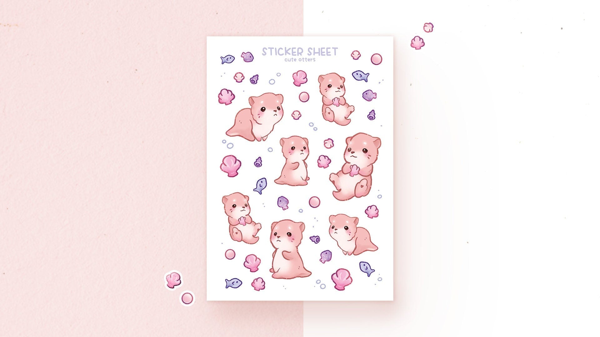 miamouz-otter-sticker-sheet-a6-stickerbogen-matt image 2