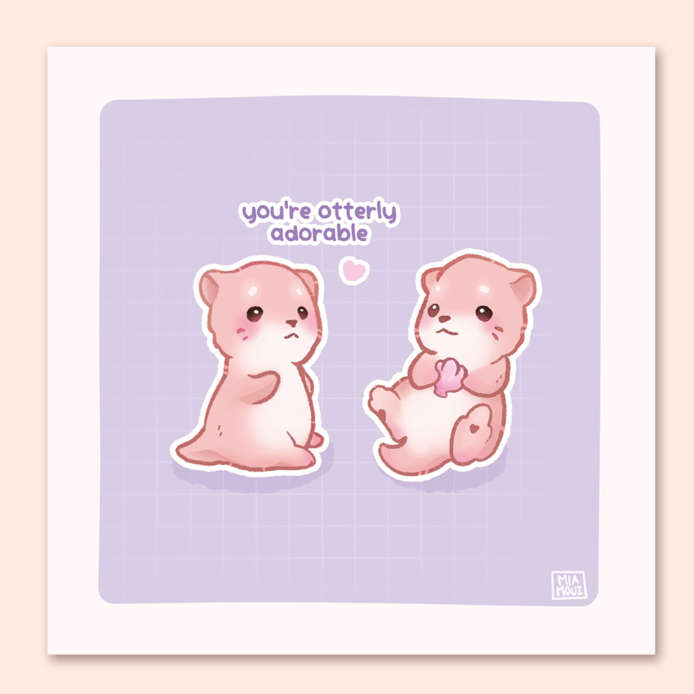 miamouz-otterly-adorable-art-print-15x15-cm-leinen image 1
