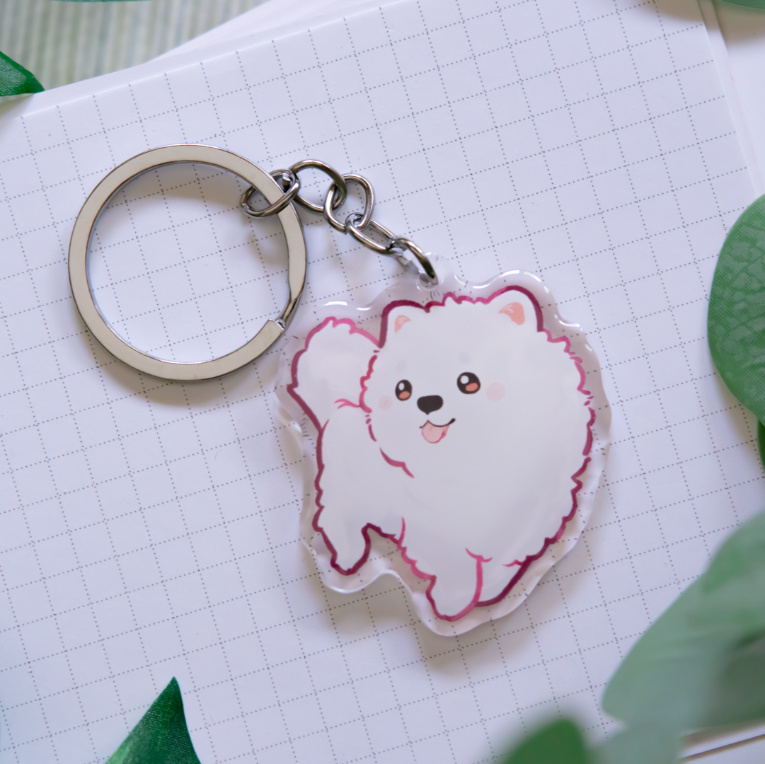 miamouz-keychains-samojede-spitz-schl-sselanh-nger-acryl-5cm image 1