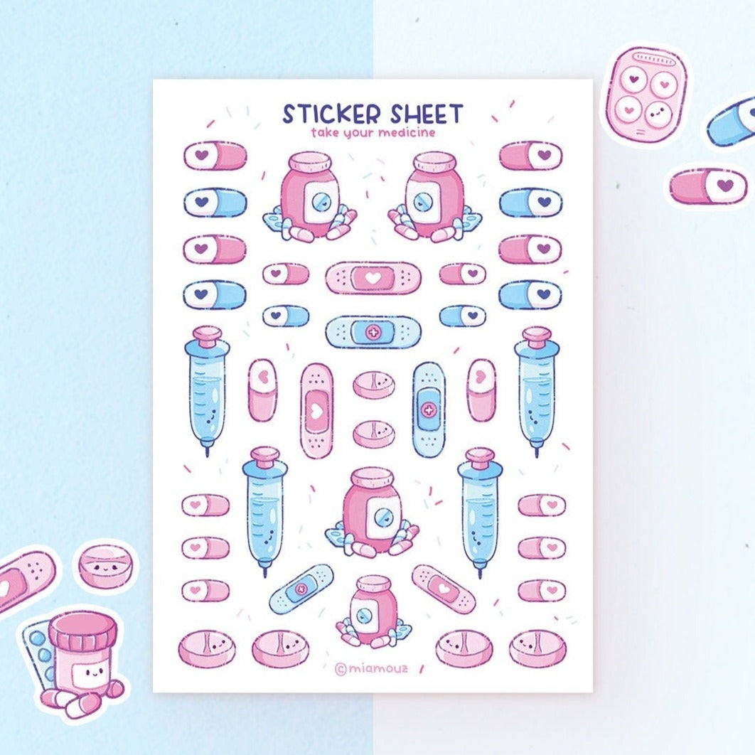miamouz-take-your-medicine-stickerbogen-a6-matt-40-stk image 1