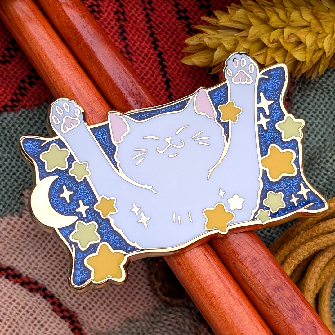 katzenjammerpins-napcat-emaille-pin-white-on-blue-glitter image 2