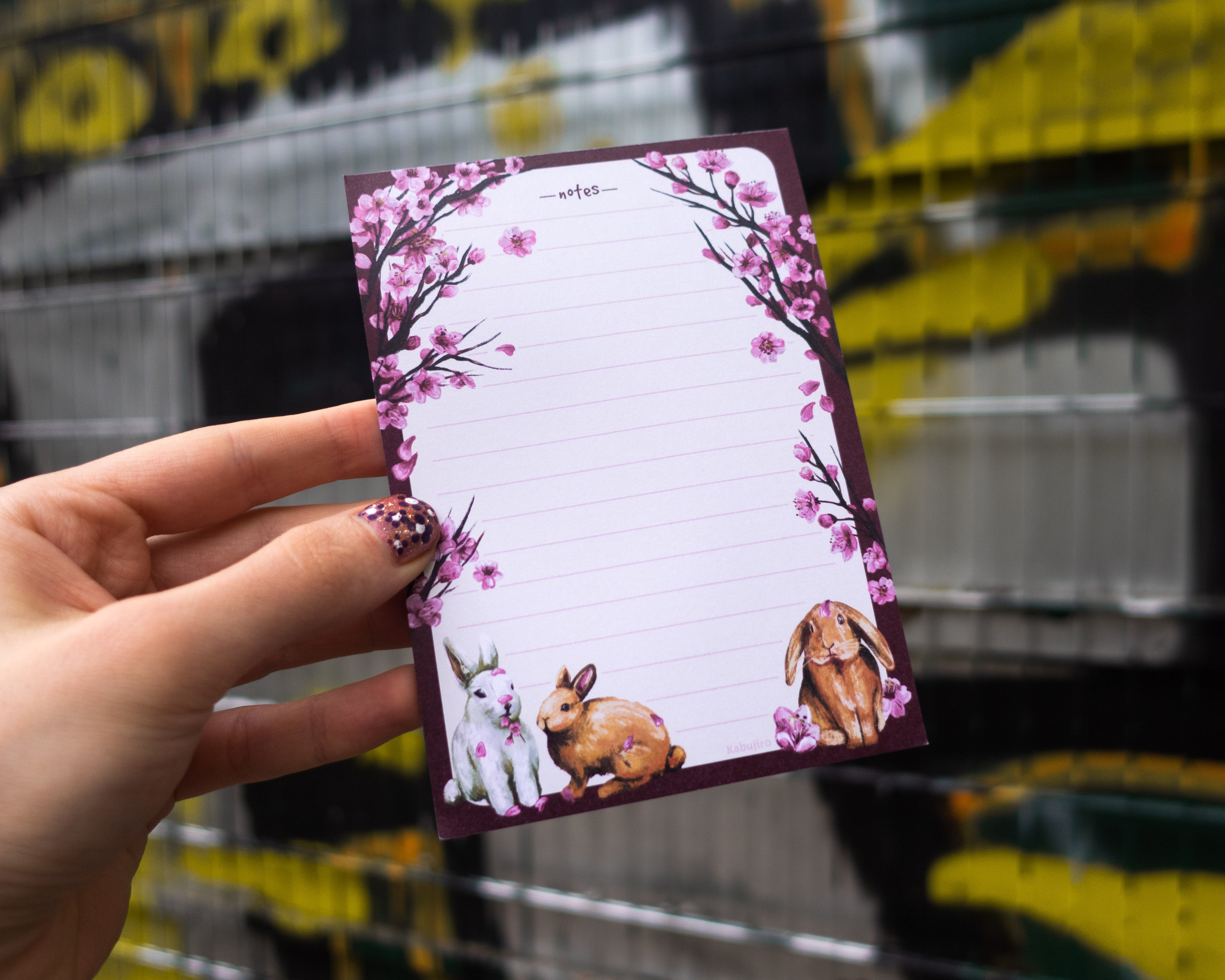kabujiro-notepads-sakura-bunnies-notizblock-a6-liniert-50-seiten image 2