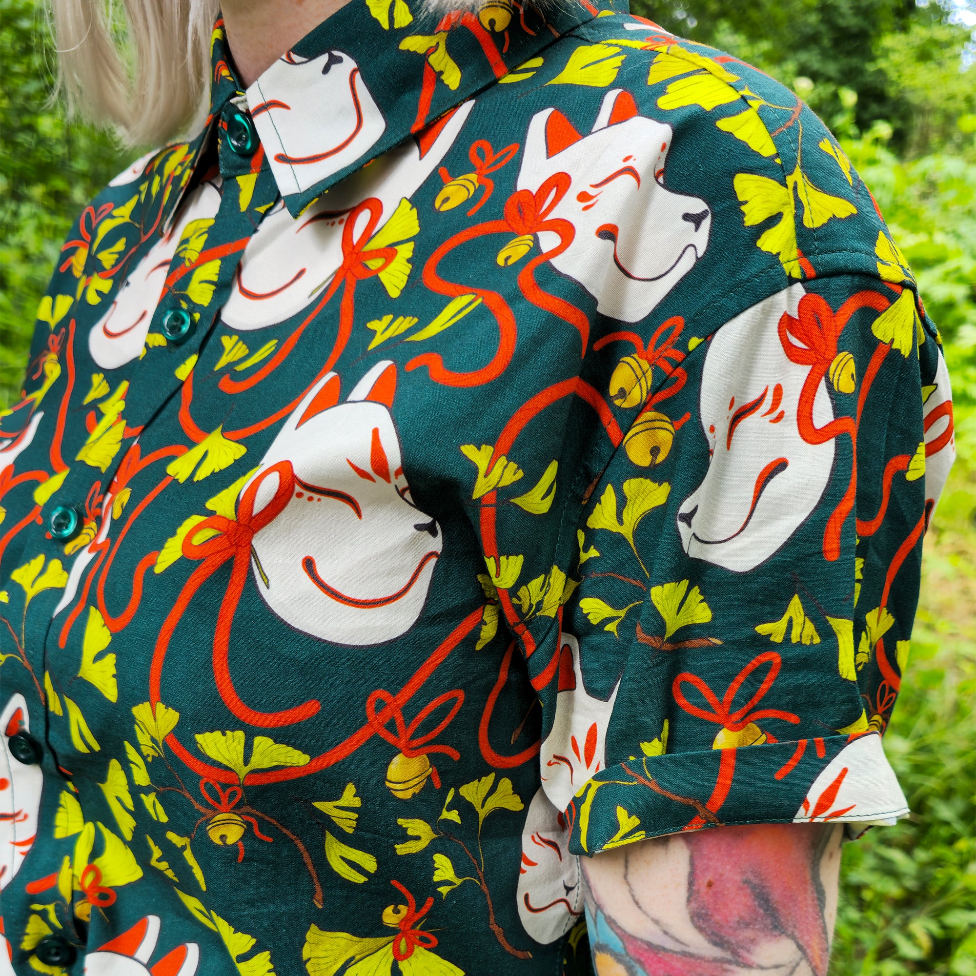 katzenjammerpins-ginkgo-kitsune-hemd-baumwolle-xxs-3xl image 2