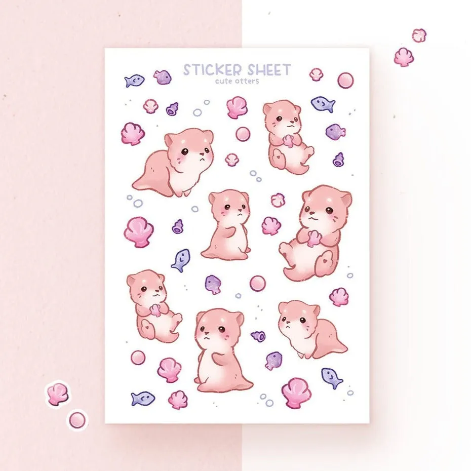 miamouz-otter-sticker-sheet-a6-stickerbogen-matt image 1