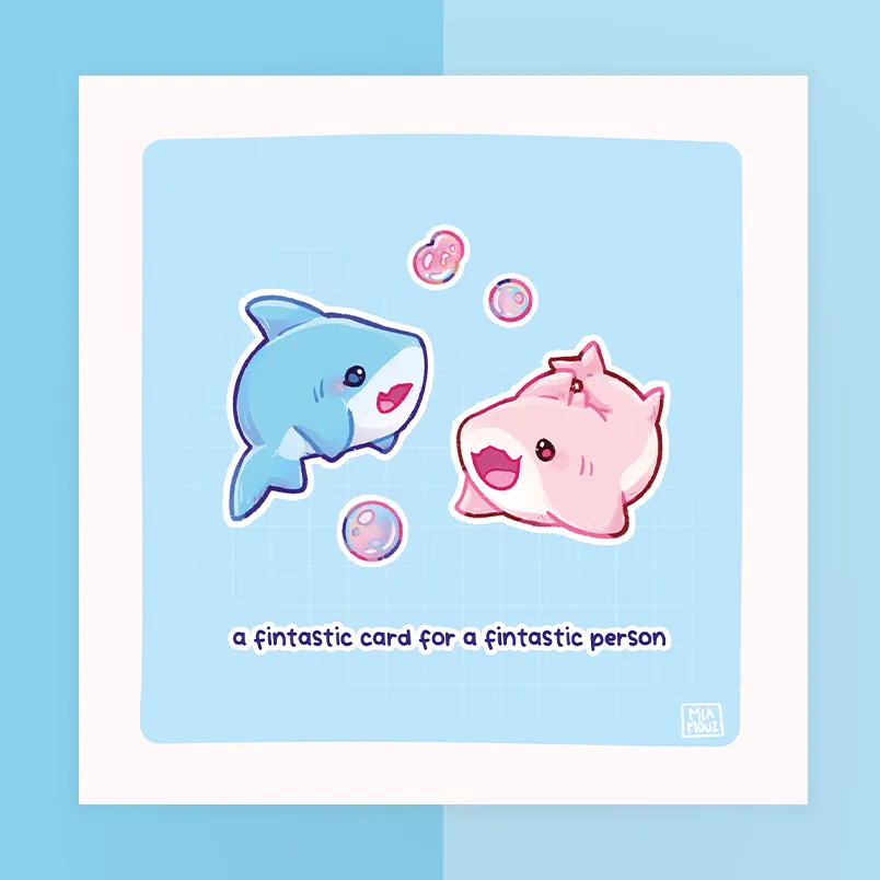 miamouz-prints-a-fintastic-card-kunstdruck-15x15-hai-pastell image 1