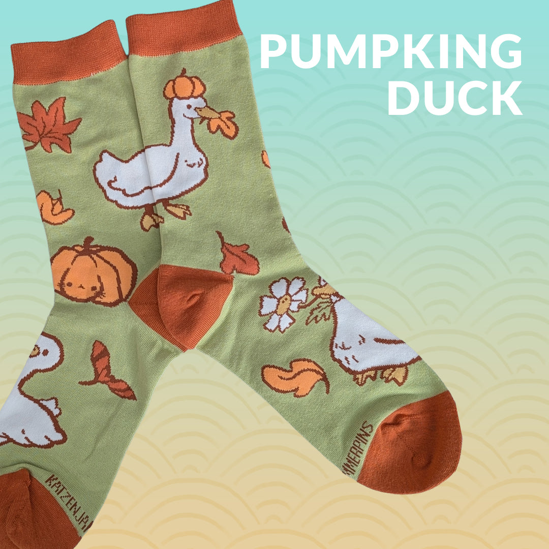 katzenjammerpins-pumpking-duck-art-socks-socken-baumwolle image 1