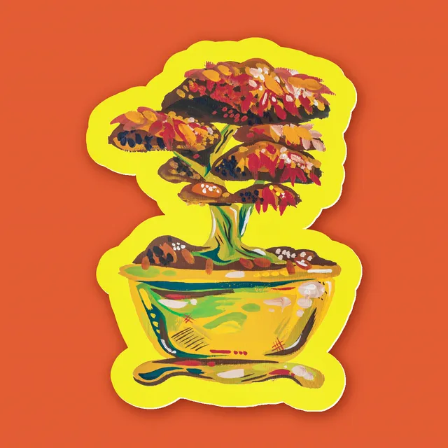 kabujiro-autumn-bonsai-vinyl-sticker-herbst-85x62mm image 1