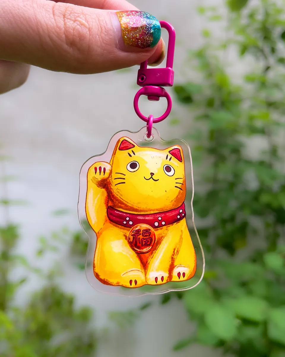 kabujiro-charms-yellow-lucky-cat-anh-nger-gelb-5-cm image 1
