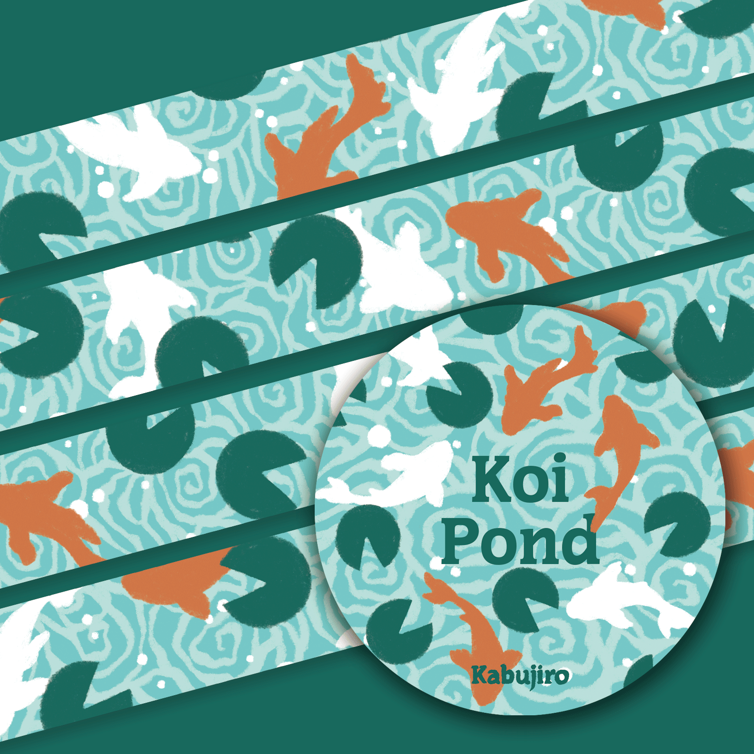 kabujiro-washi-tapes-koi-pond-20mm-10m-teal-fische image 1