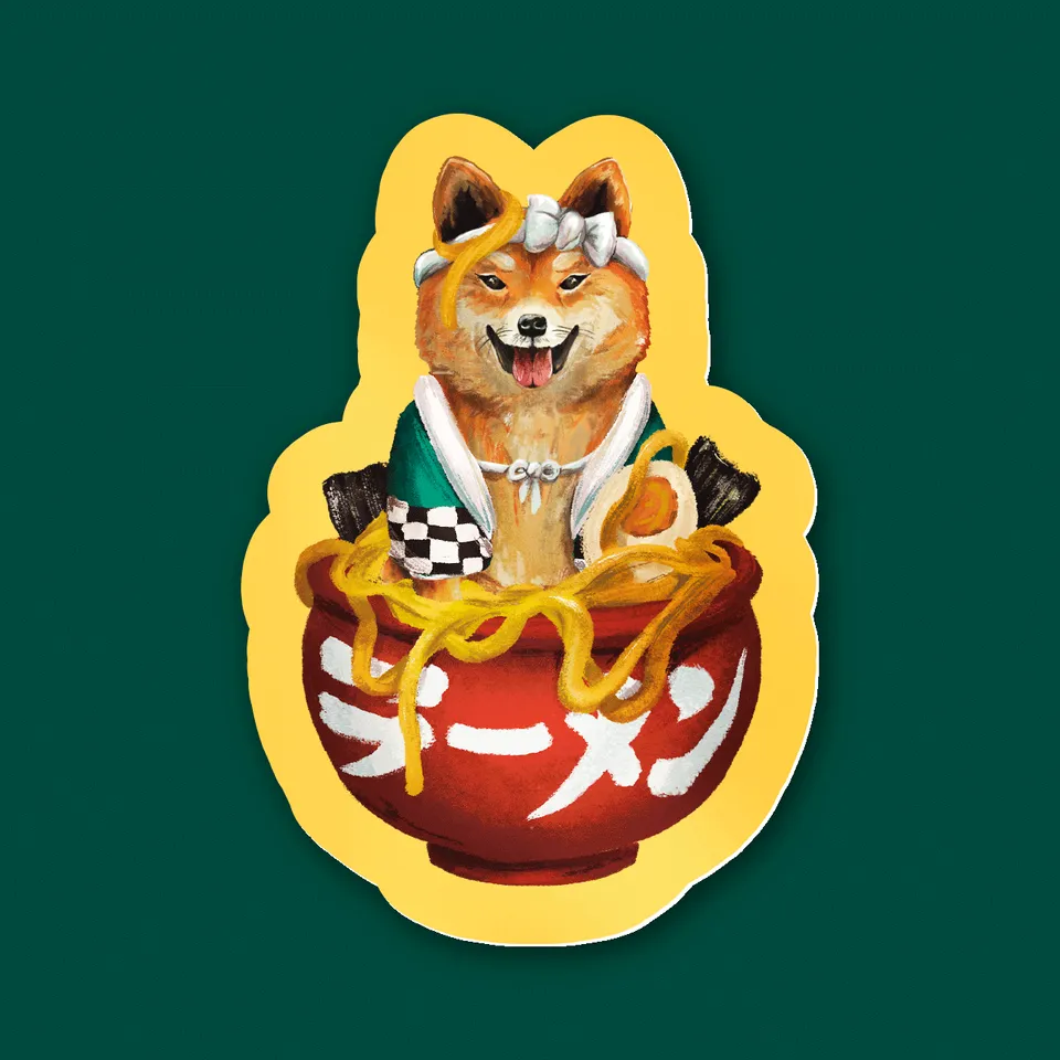 kabujiro-ramen-shiba-vinyl-sticker-87x60mm-hund image 1