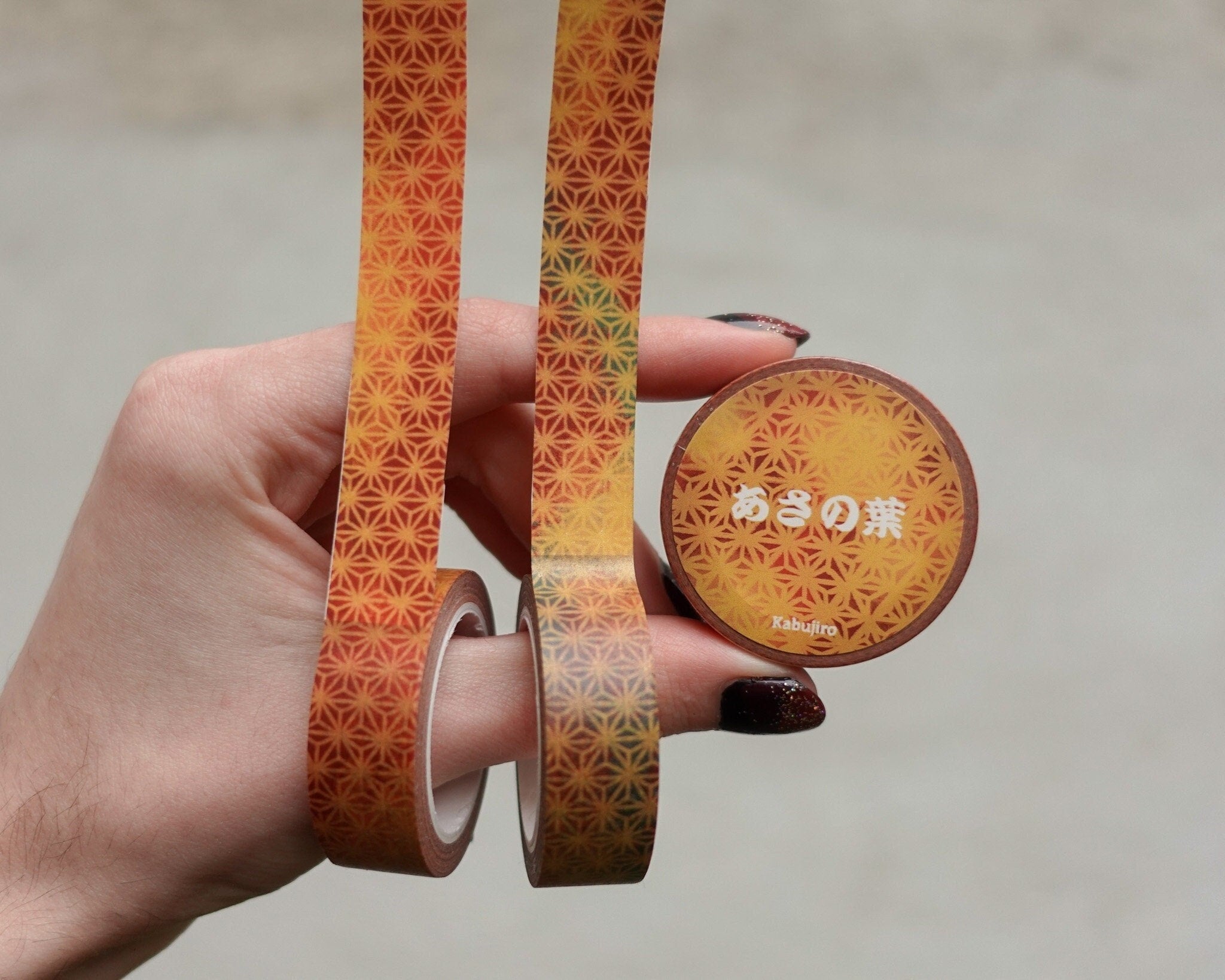 kabujiro-washi-tapes-asanoha-klebeband-rot-orange-15mm image 1