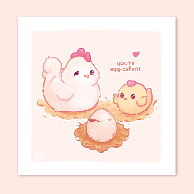miamouz-you-re-excellent-huhn-art-print-15x15-gru-karte image 1