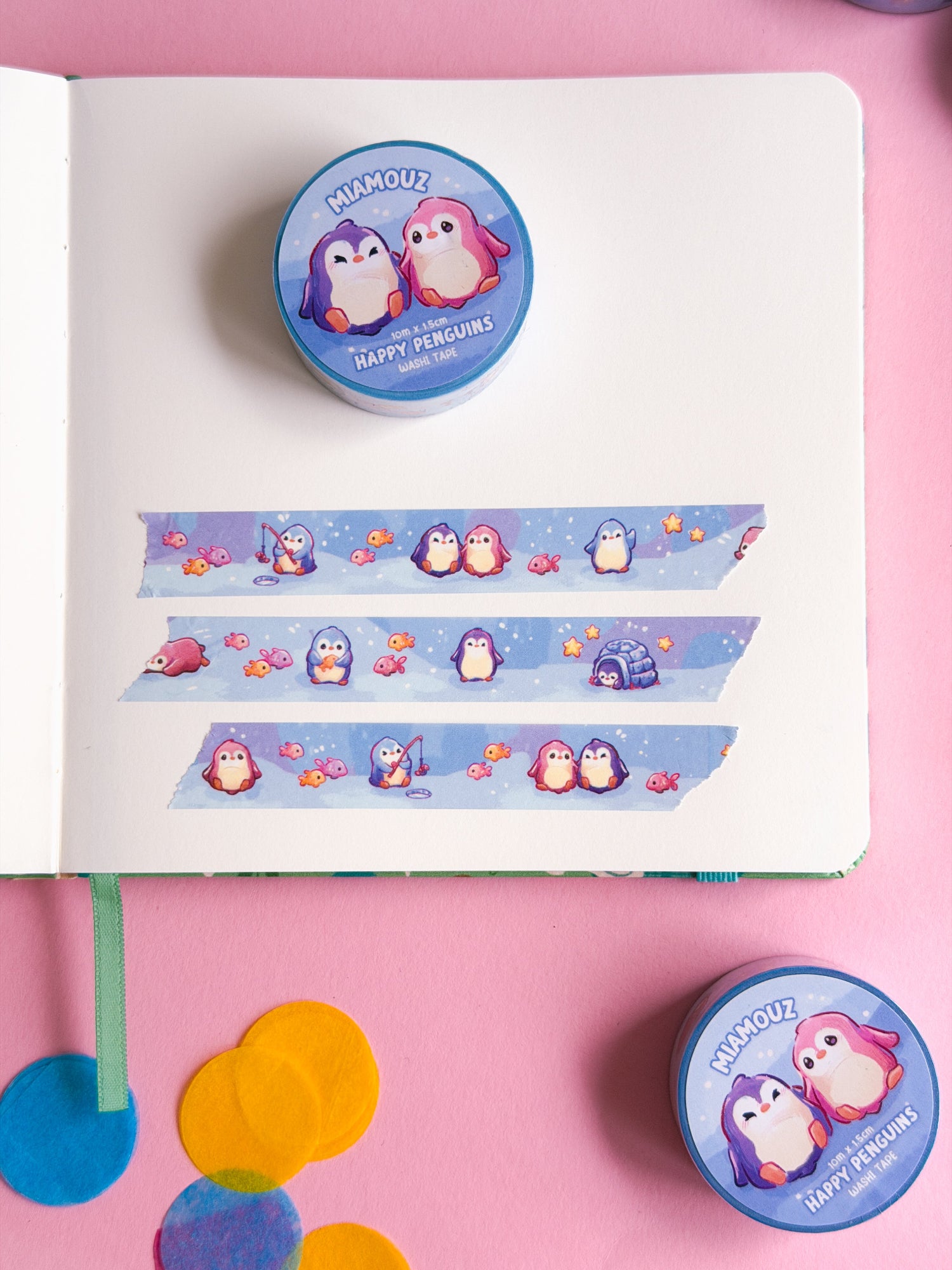 miamouz-happy-penguins-washi-tape-sample-10m-x-15mm image 2