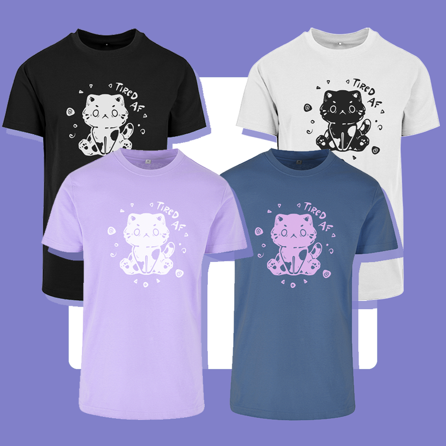 miamouz-tired-af-cat-t-shirt-unisex-baumwolle image 1