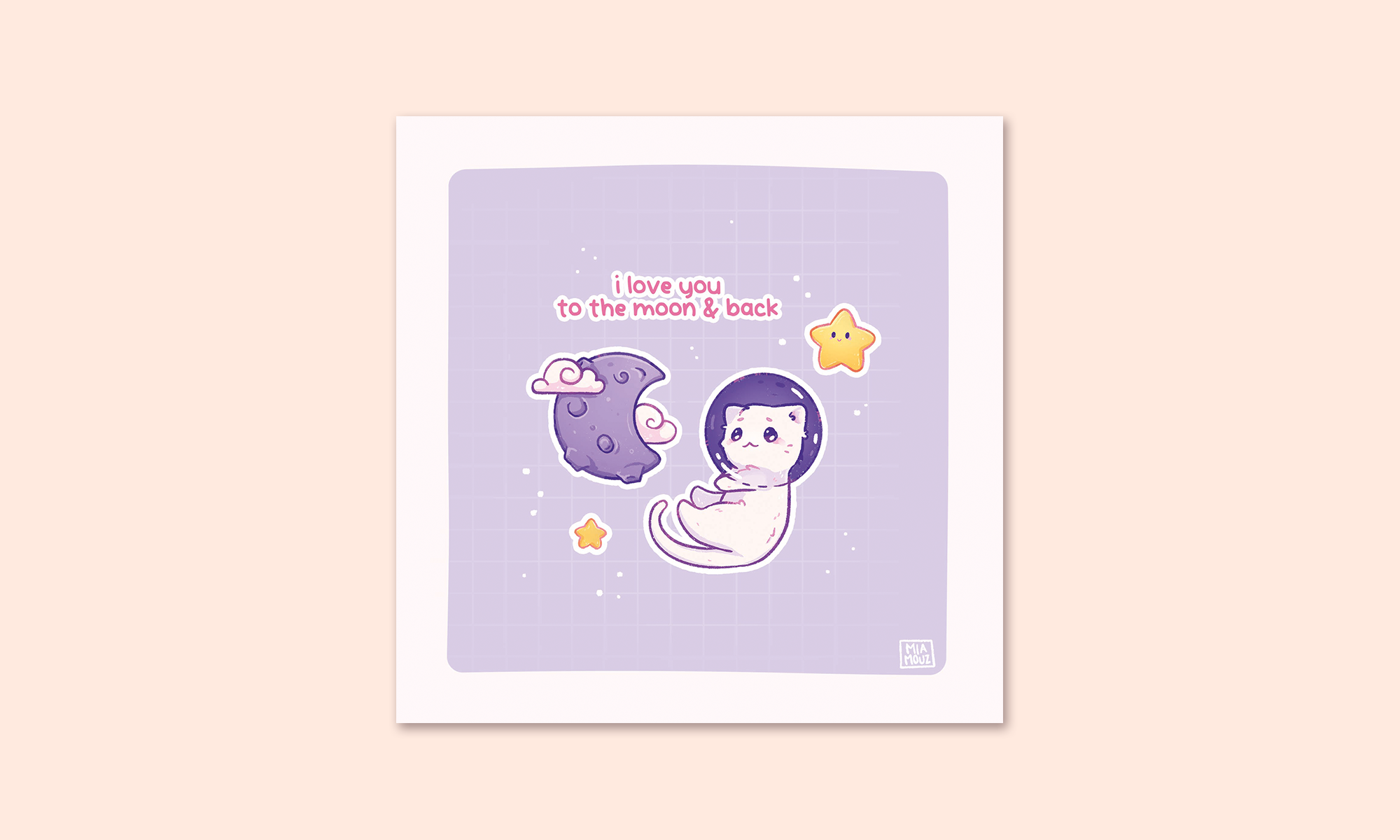 miamouz-space-cat-art-print-leinen-15x15cm-pastell image 2