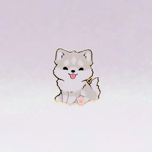miamouz-enamel-pins-husky-malamute-pin-hellgrau-wei image 1
