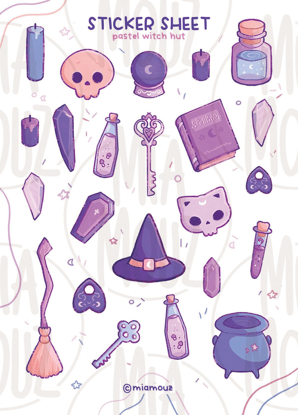 miamouz-pastel-witch-hut-stickerbogen-a6-matt-hexen image 3