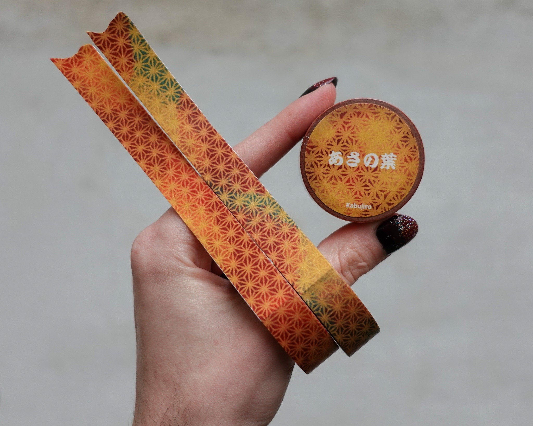 kabujiro-washi-tapes-asanoha-klebeband-rot-orange-15mm image 2