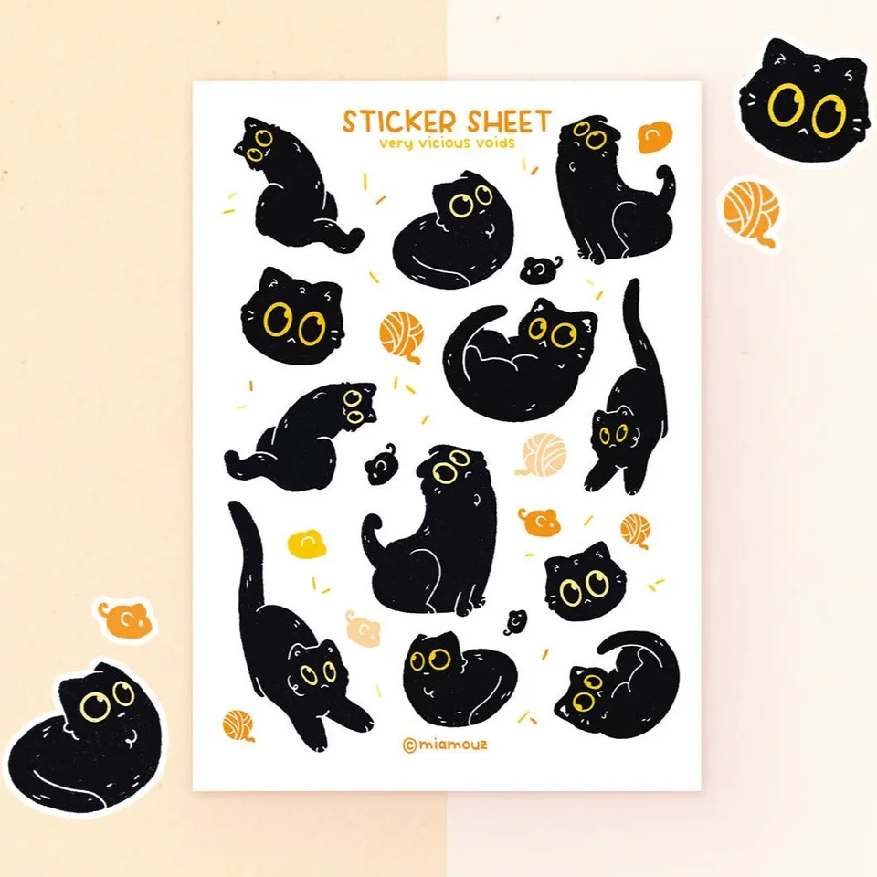 miamouz-very-vicious-voids-stickerbogen-a6-katze-matt image 1
