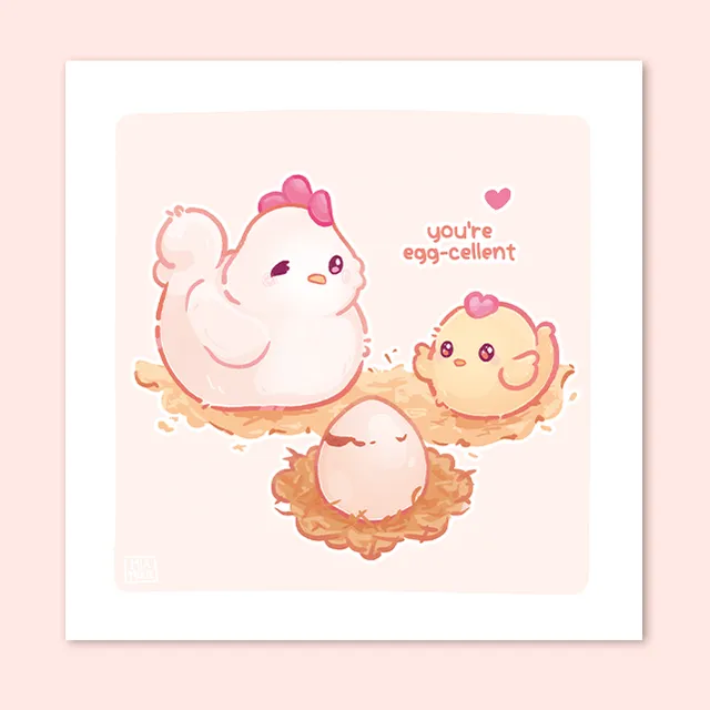 miamouz-you-re-excellent-huhn-art-print-15x15-gru-karte image 1