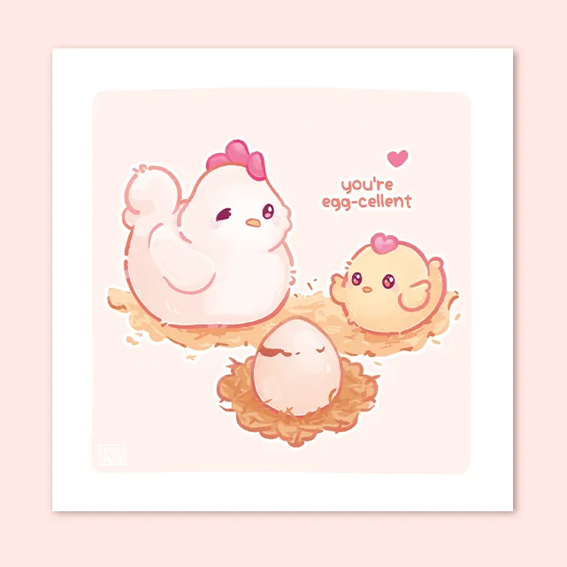 miamouz-you-re-excellent-huhn-art-print-15x15-gru-karte image 1