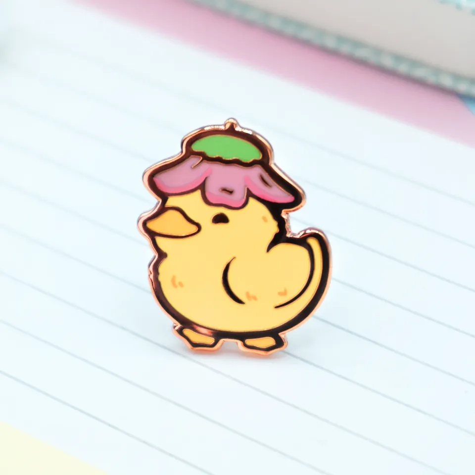 miamouz-flower-duck-emaille-pin-24-mm-ente-blume image 1